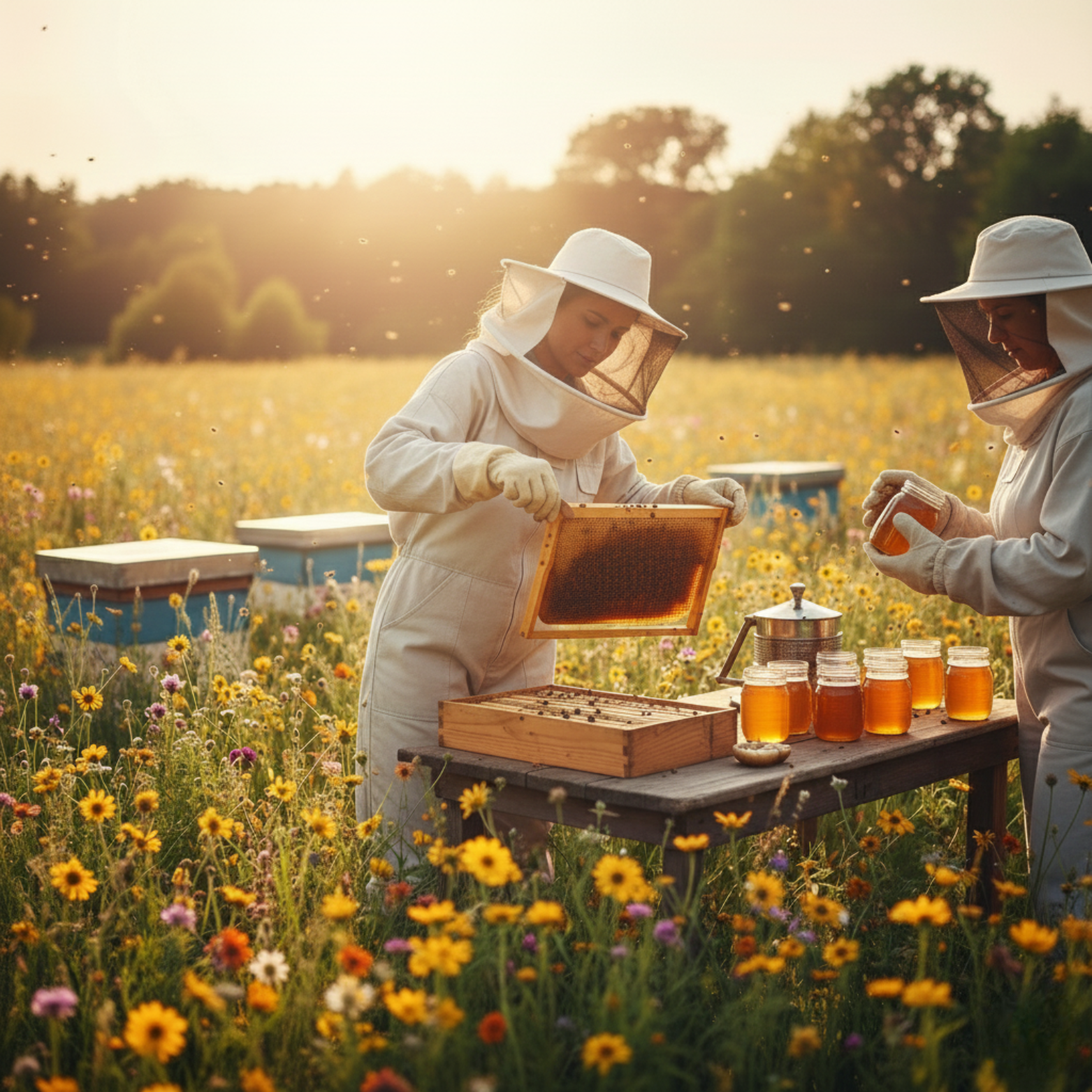 Proceso de recolección de miel - Apinativa Chile